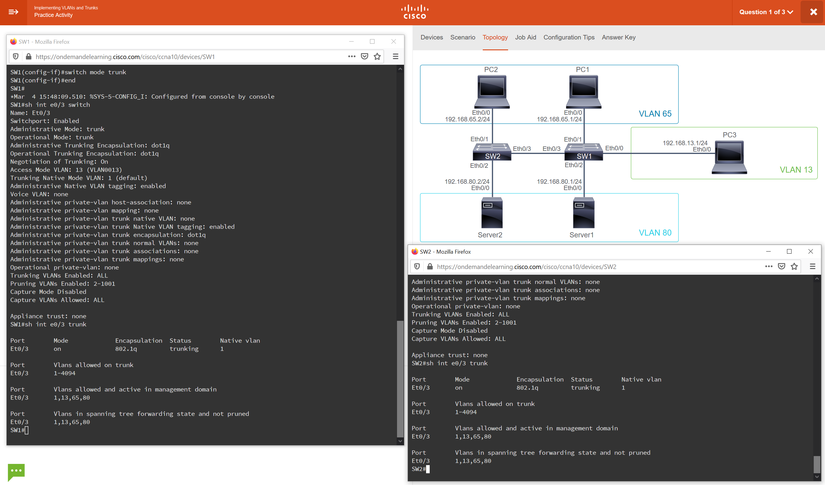 VLAN and Trunk Lab im CCNA Training