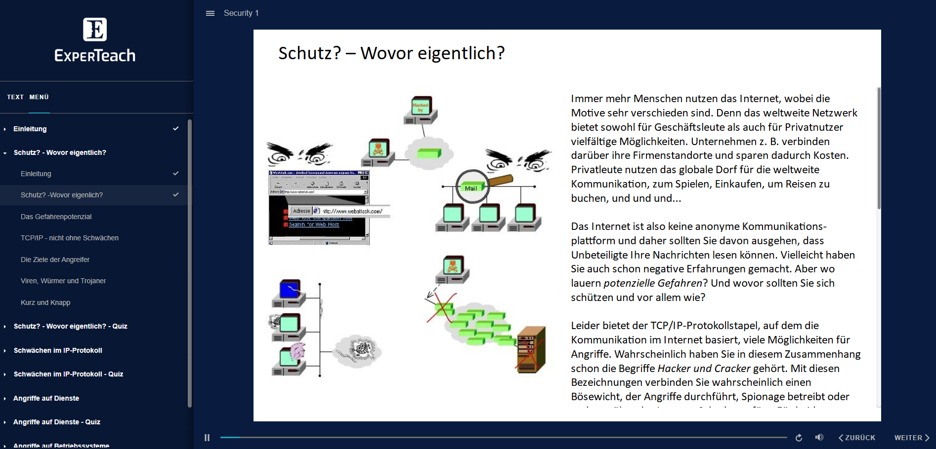 E-Learning Ansicht Security 1