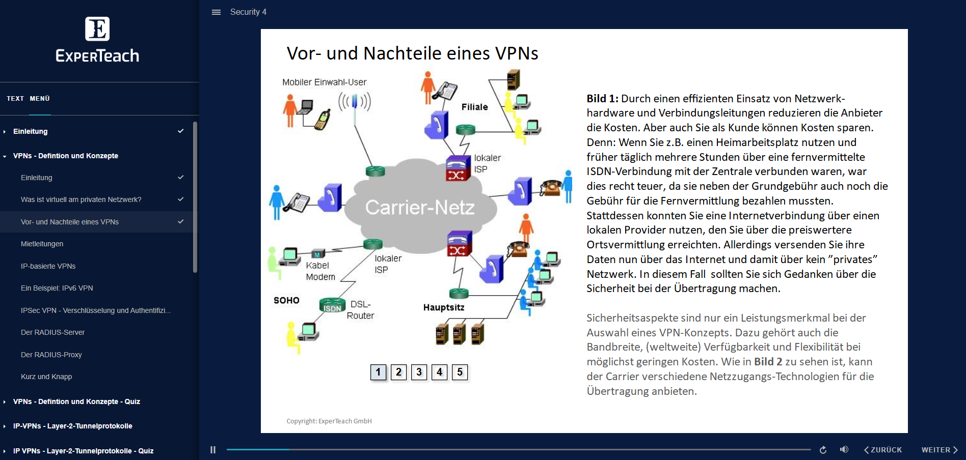 E-Learning Ansicht Security 4