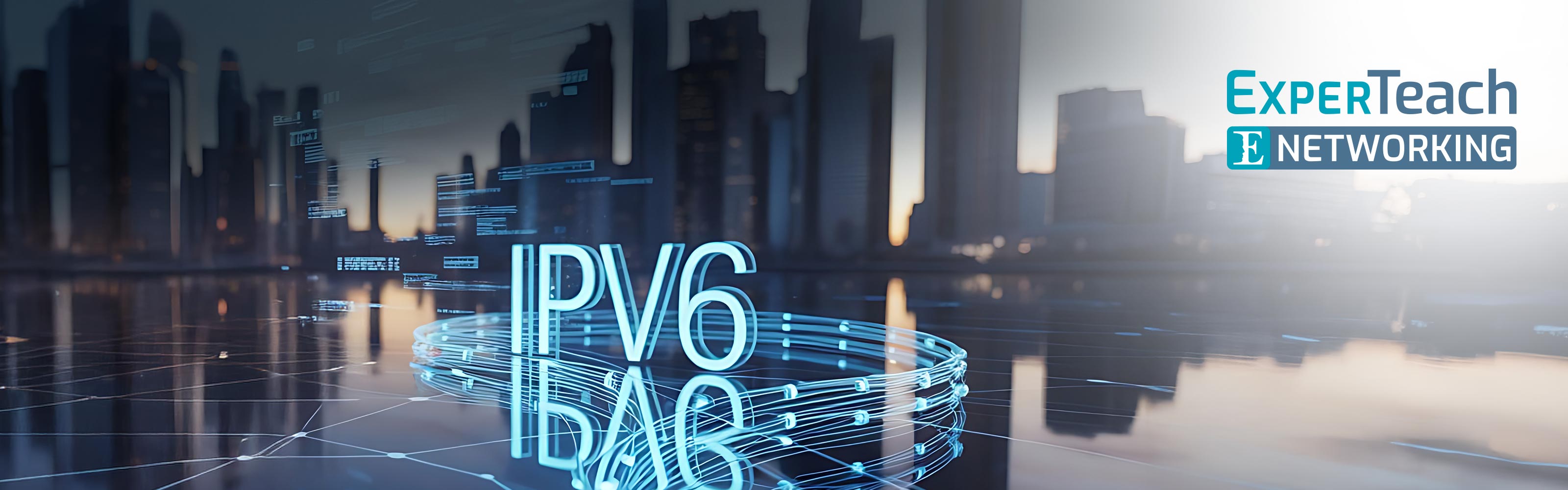 IPv6 Schriftzug vor Stadtkulisse