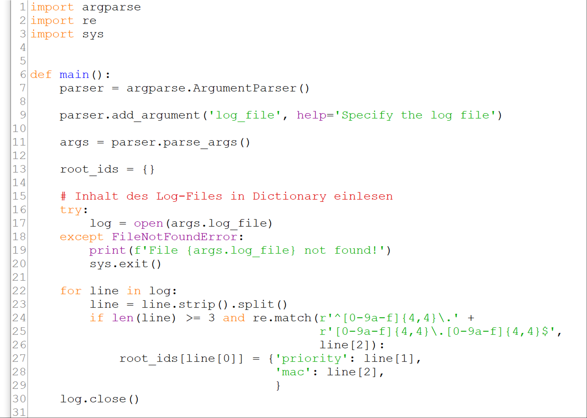 <i>Bild 4: Das Log File wird geöffnet und eingelesen</i><br>