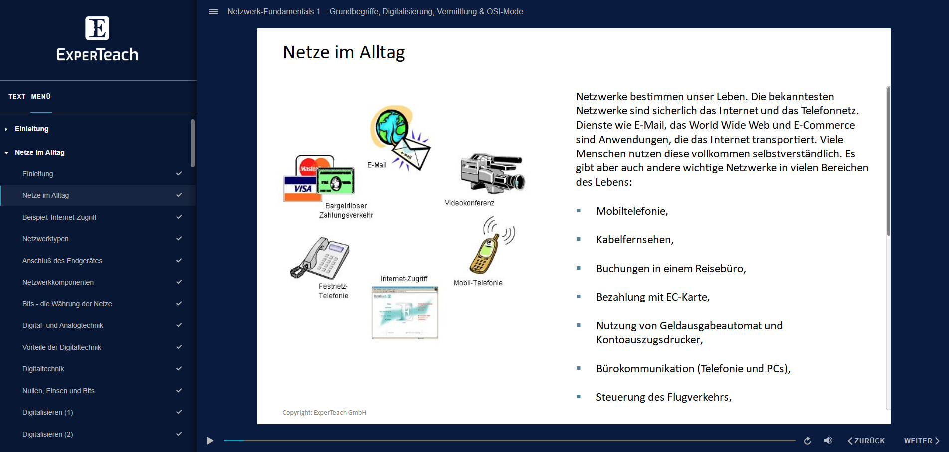 E-Learning Ansicht Netzwerkfundamentals 1